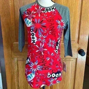 Lula Roe Women's Top - Randy - XX-Small - Red, White & Blue Fireworks NWT